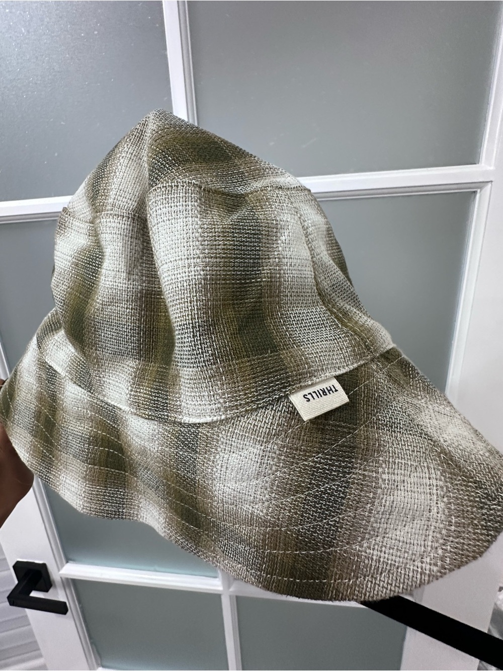 Thrills Plaid Bucket Hat One Size Olive Gray Check Lightweight Unisex Byron Bay